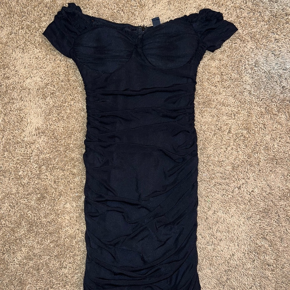 Elegant Black Body Con Off-Shoulder Dress